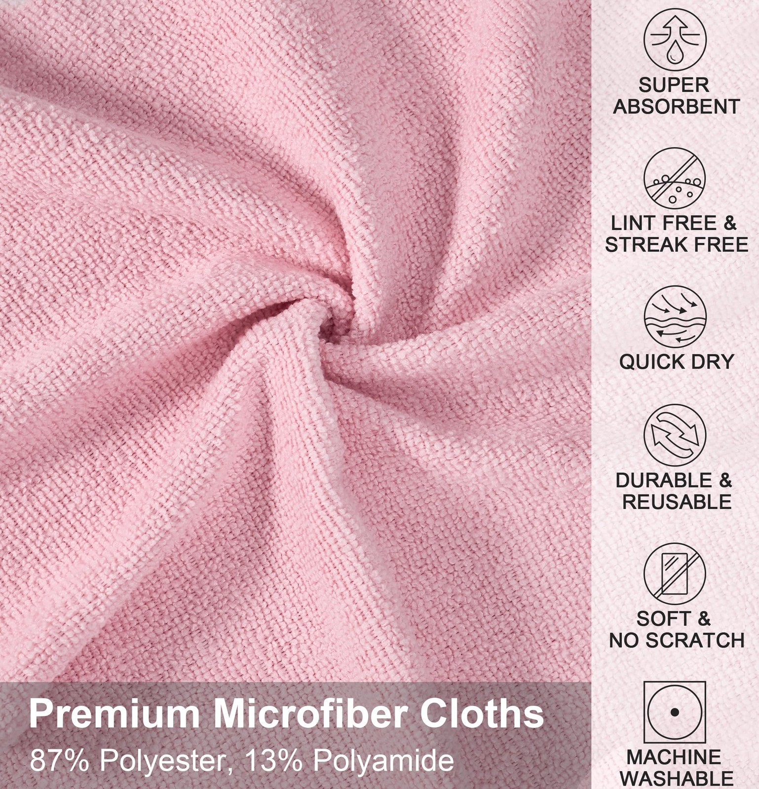 UPSTAR Microfiber Cleaning Cloth Reusable Paper Towels Rolls 50 Packs 12×12 inch