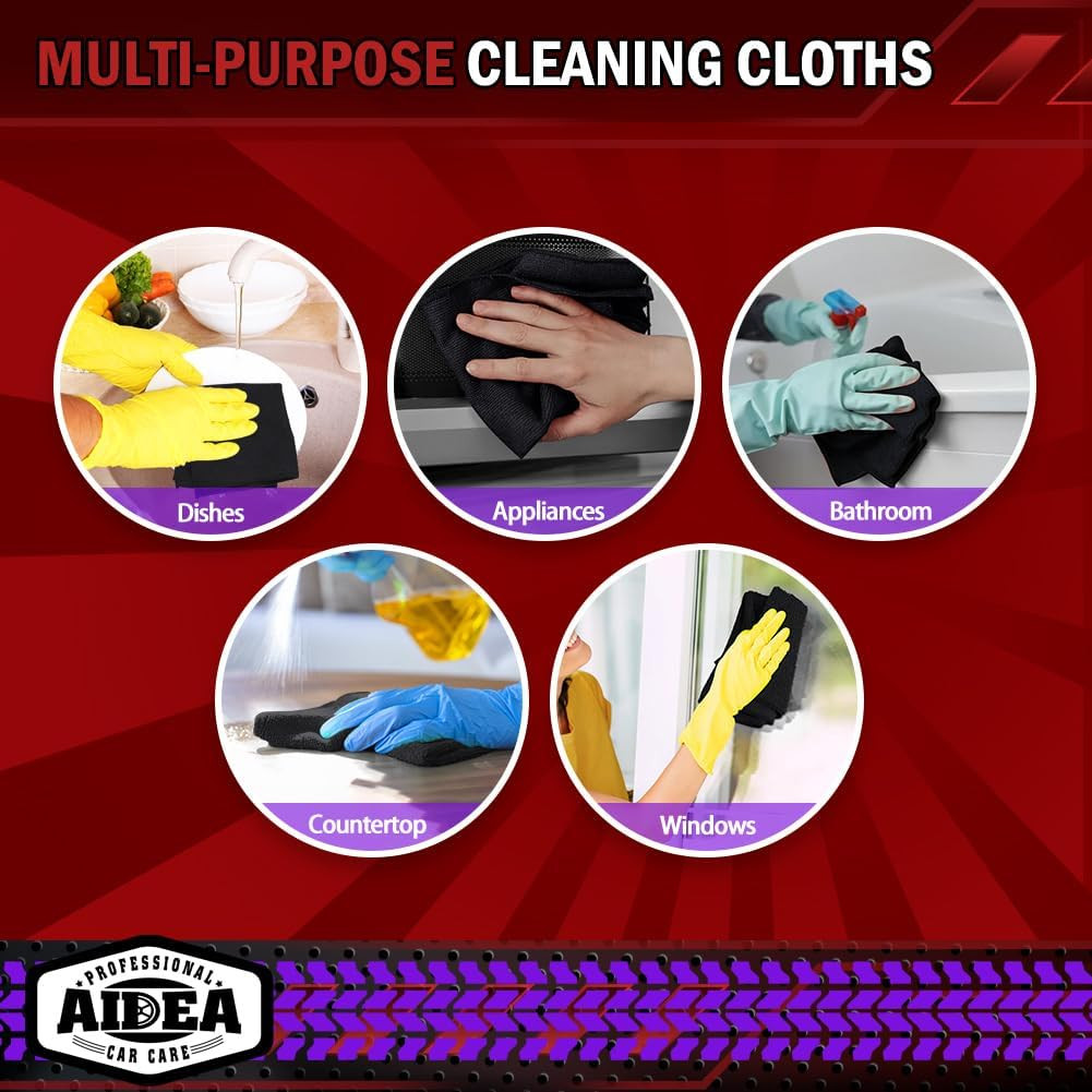 Microfiber Cleaning Cloths 20PK, Lint Free Dusting Rags 12×12″ for Home & Cars
