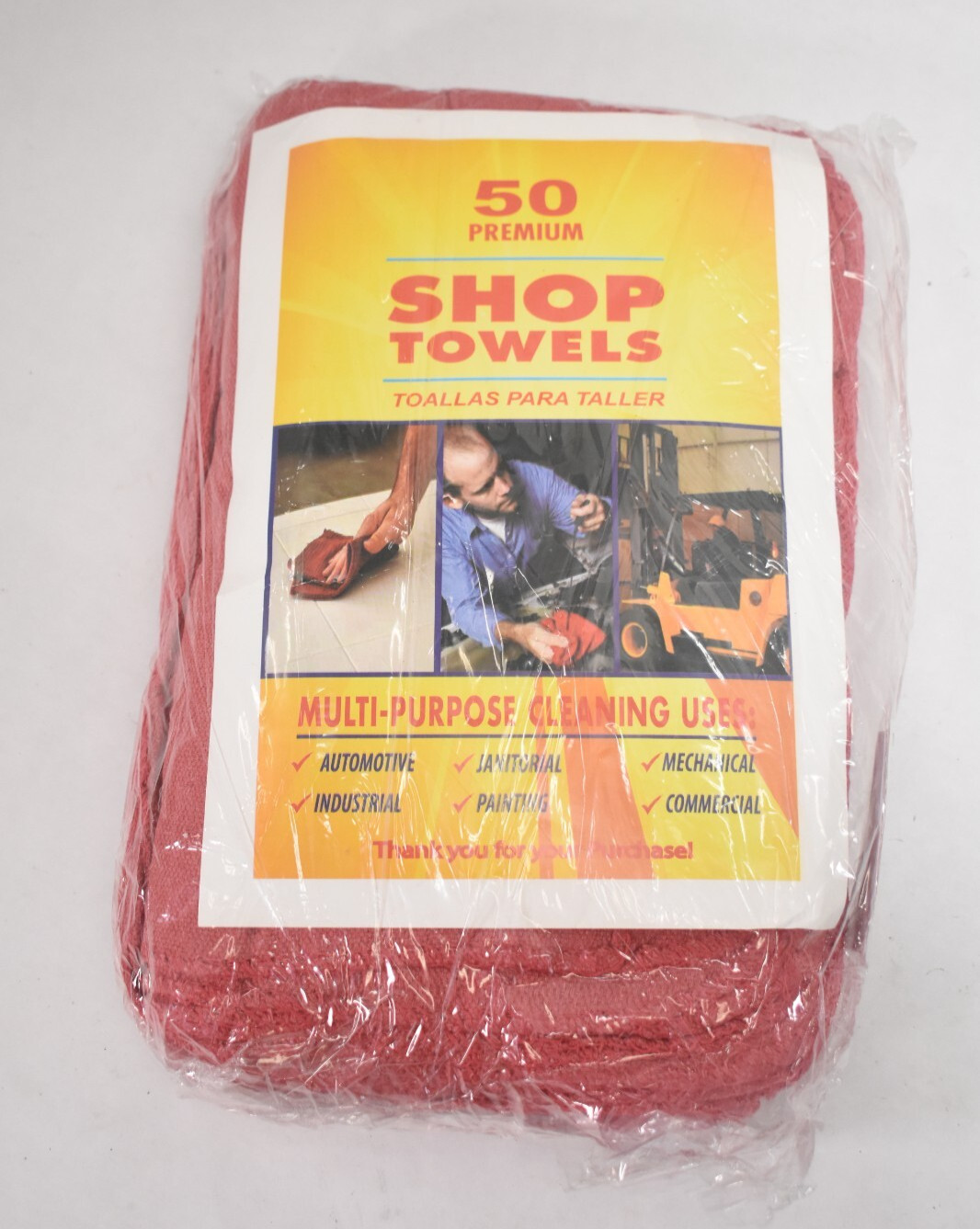 Simpli-Magic Shop Towels 50 Pack Premium Red 14″ x 12″ Cotton Reusable Set