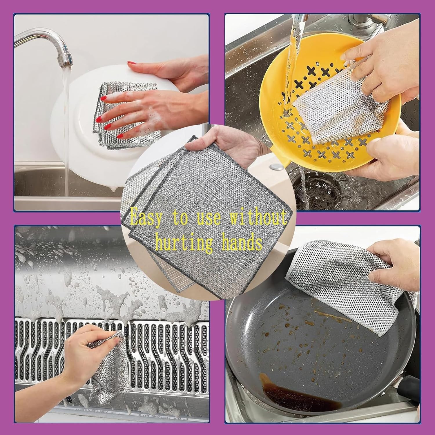 Double layer metal wire scratch free cloth dry & wet dual-purpose metal wire