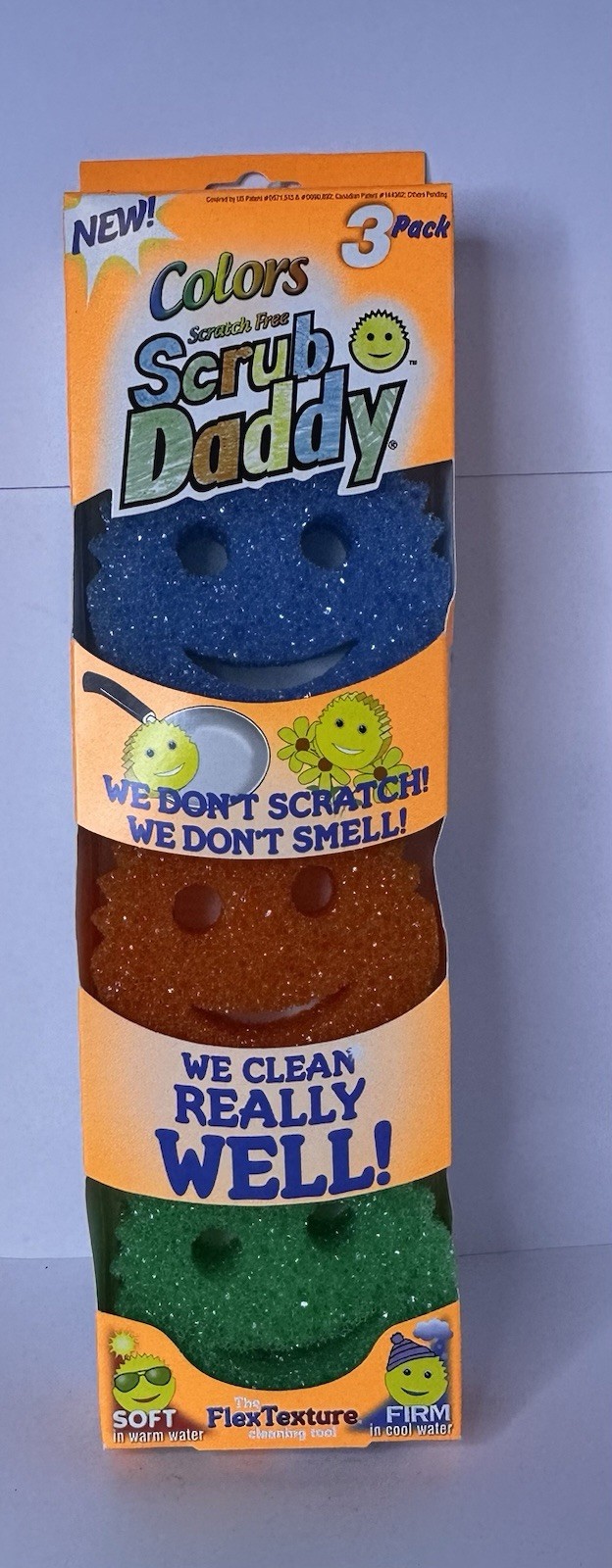 Scrub Daddy Variety Pack 3 Count Colors Flexible Non Scratch Sponges