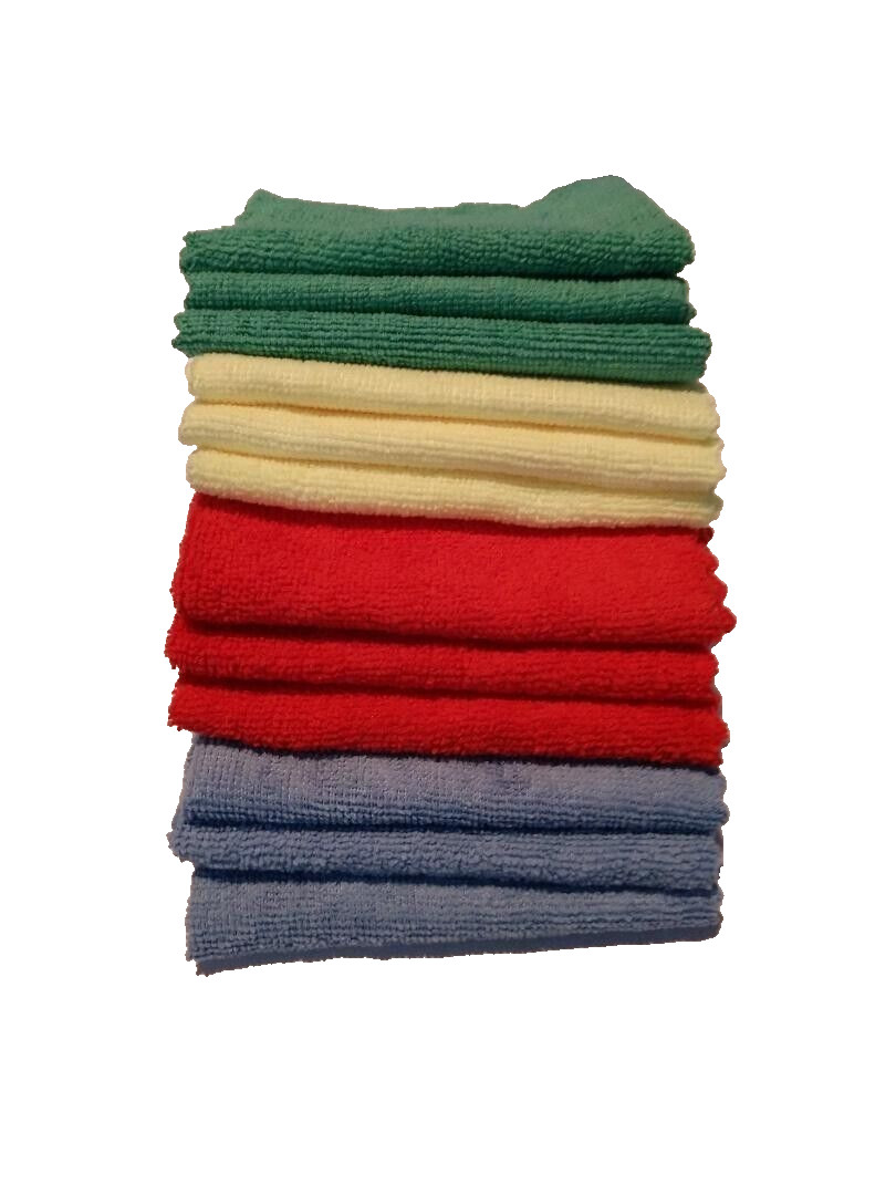 12 Pack Microfiber Right Rags 3 Blue – 3 Red – 3 Yellow – 3 Green – ( 12 Pack)