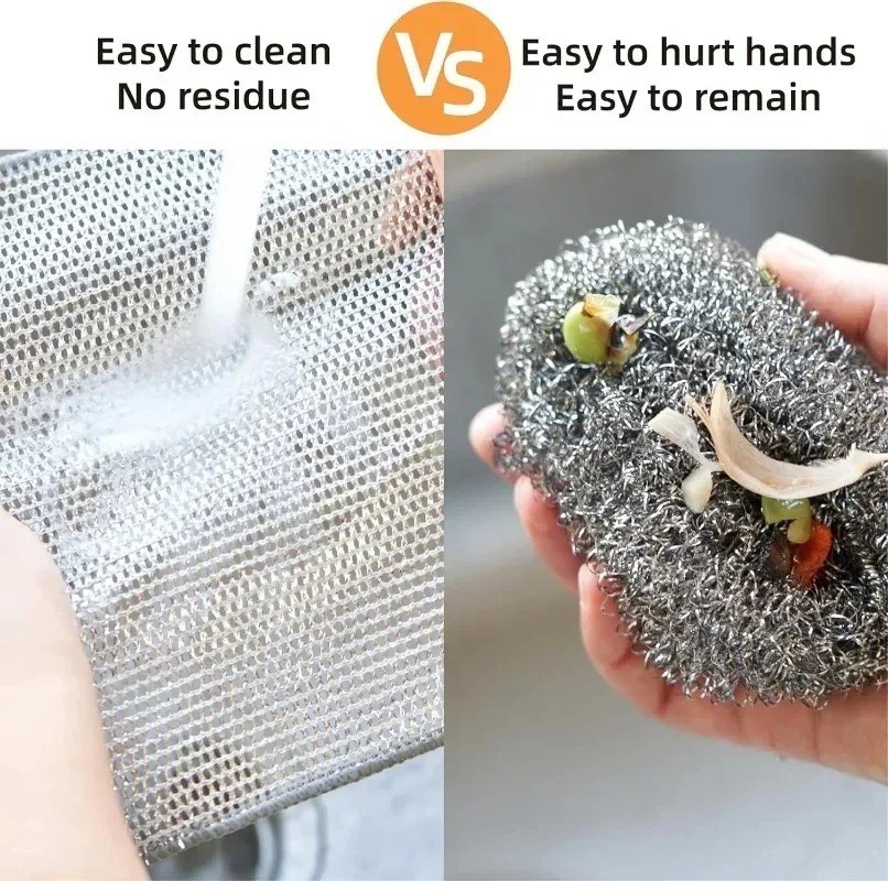 Mesh Wire Multi-Purpose Wash-Cloth Kitchen Deep Clean Towel Steel Pot Dish Rag