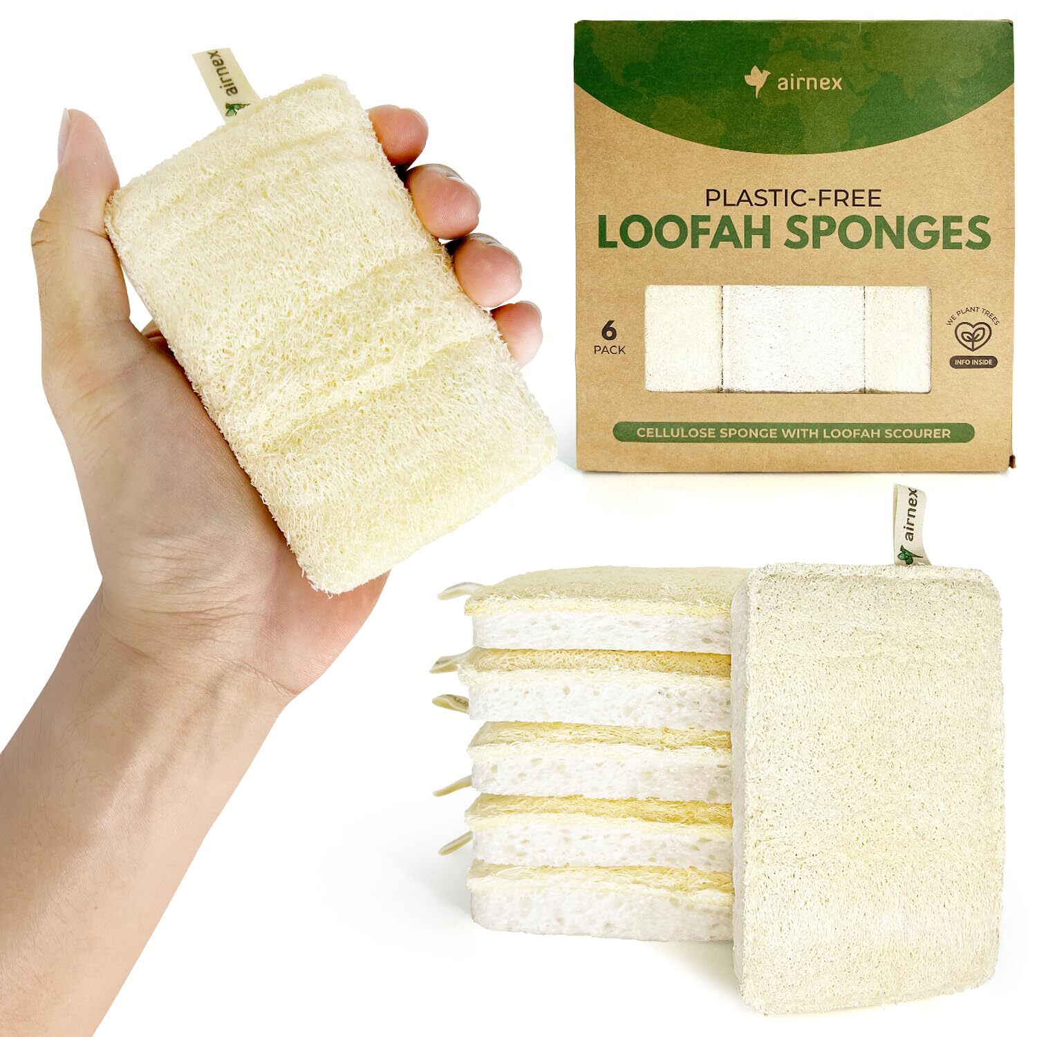 Natural Loofah Sponges For Dishes Compostable Loofah And Cellulose Kitchen Spong
