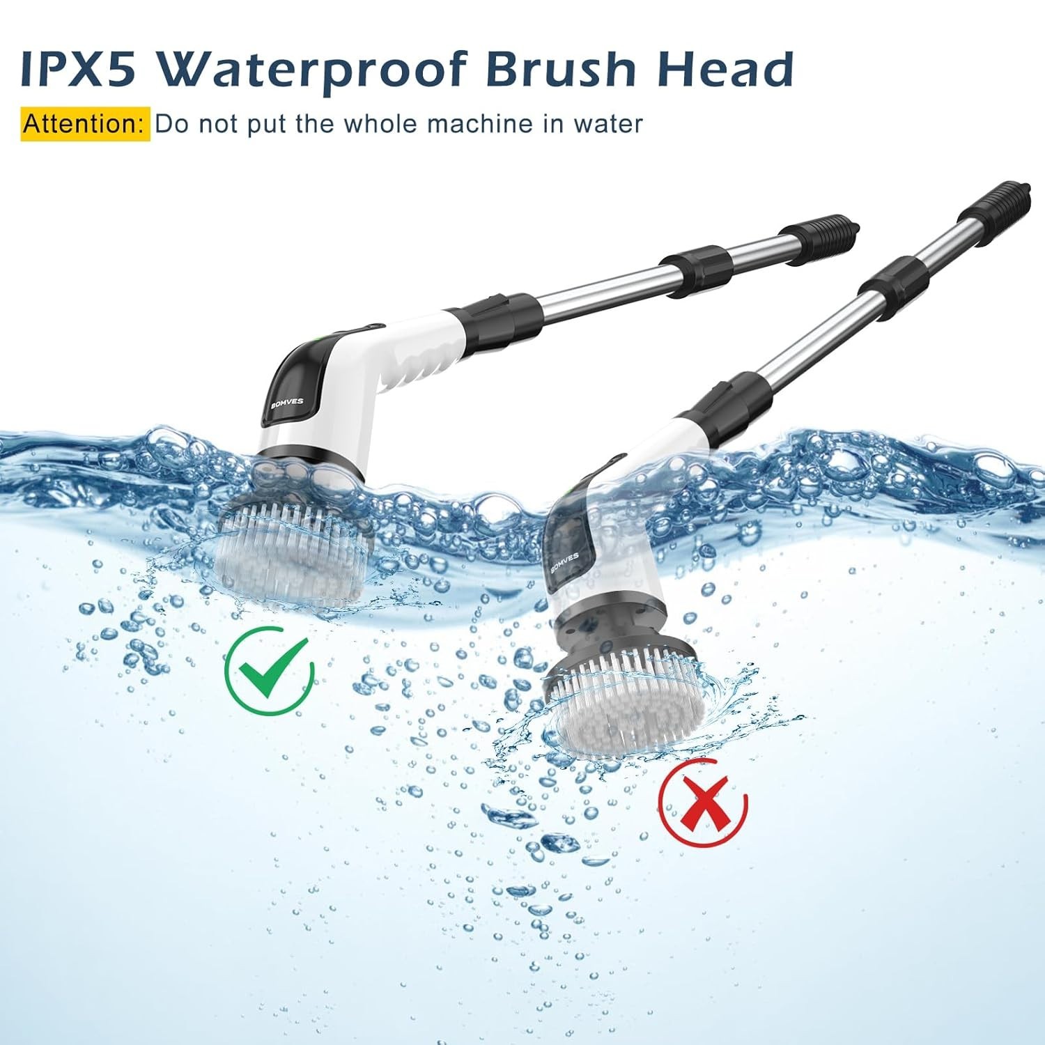 Advanced Cordless Spin Scrubber with Adjustable Length and Dual Speed Settings