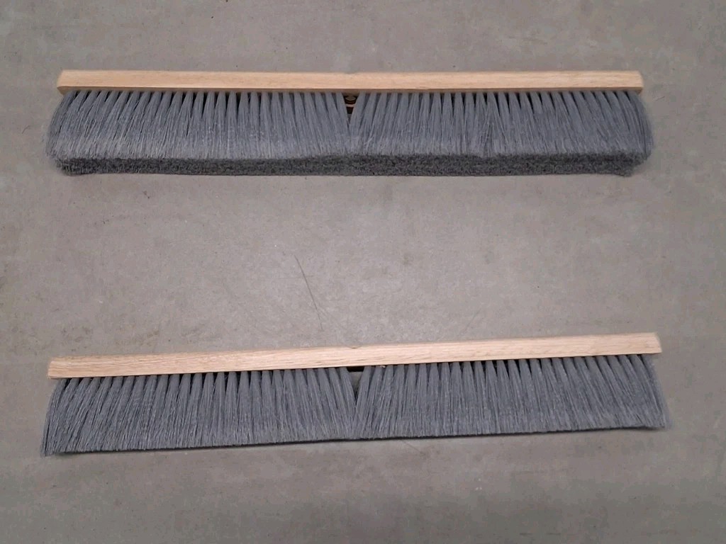 (2) 24 in. Polypropylene Broom Fine Sweep Flagged with 3 in. Trim Gray