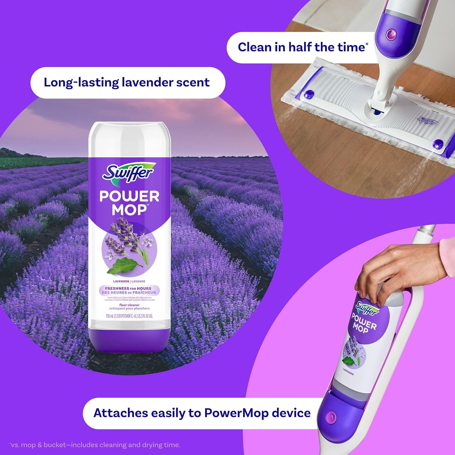 Swiffer Power Mop Refill Solution, Floor Cleaner for Mopping Tile, Vinyl, Lamina
