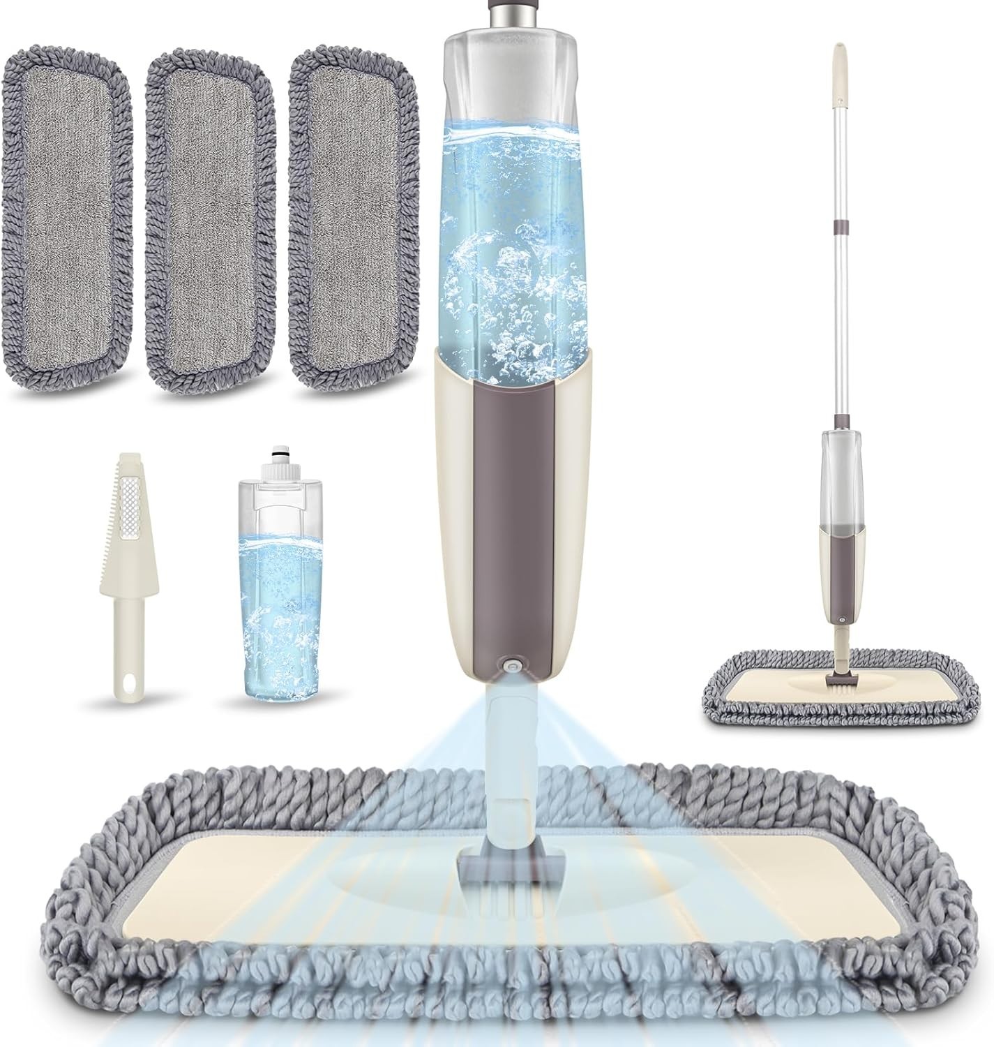 Microfiber Spray Mop for Hardwood Cleaning – 3 Reusable Pads, Lightweight Design