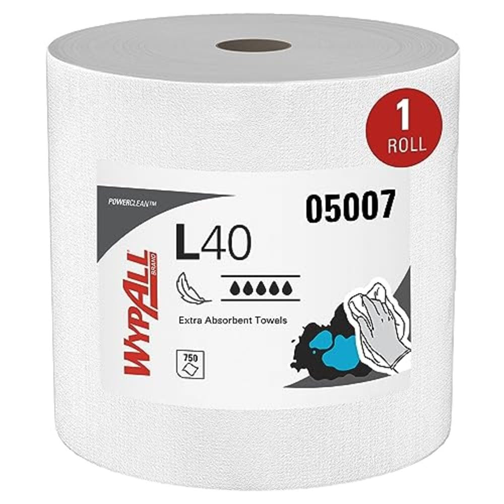 Powerclean L40 Jumbo Absorbent Wipes, 750 Sheets, Bulk Paper Roll
