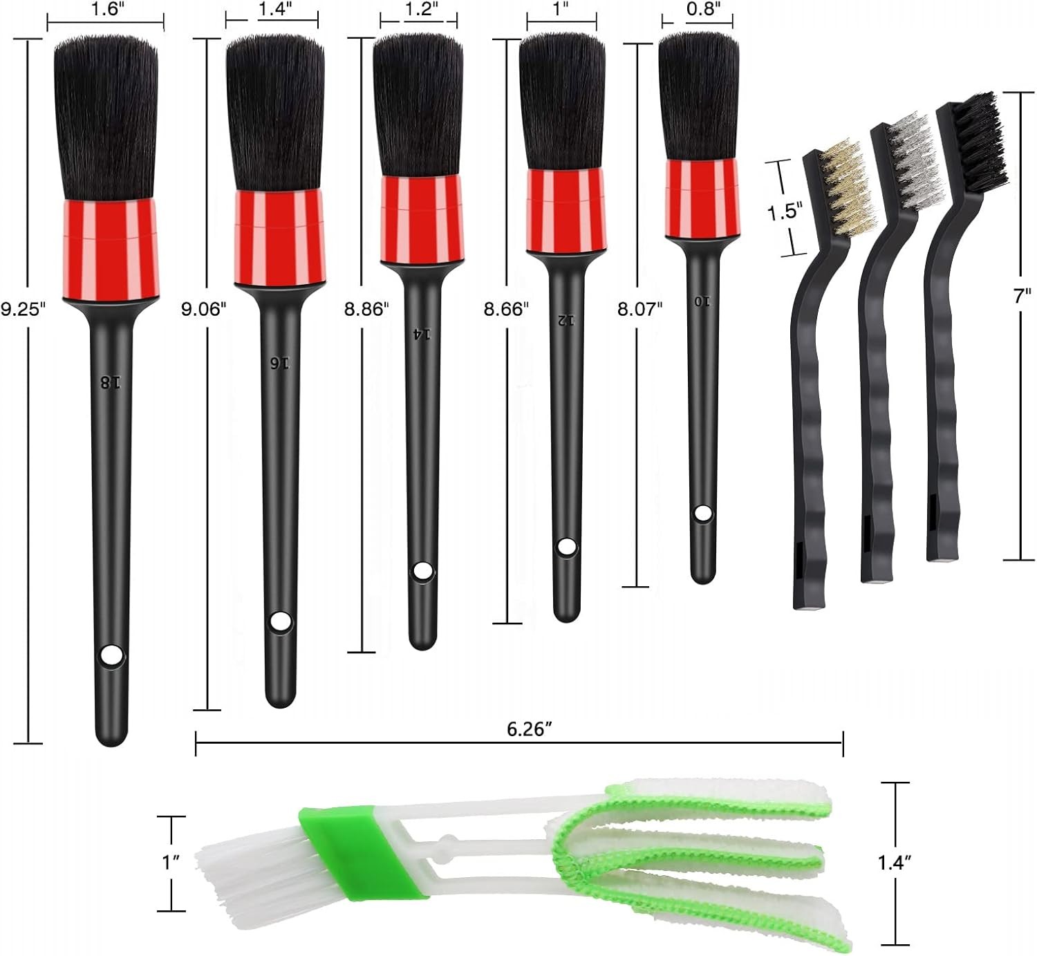 Car Detailing Brush Set Interior Cleaning Kit Soft Bristle Auto Dashboard Vent T