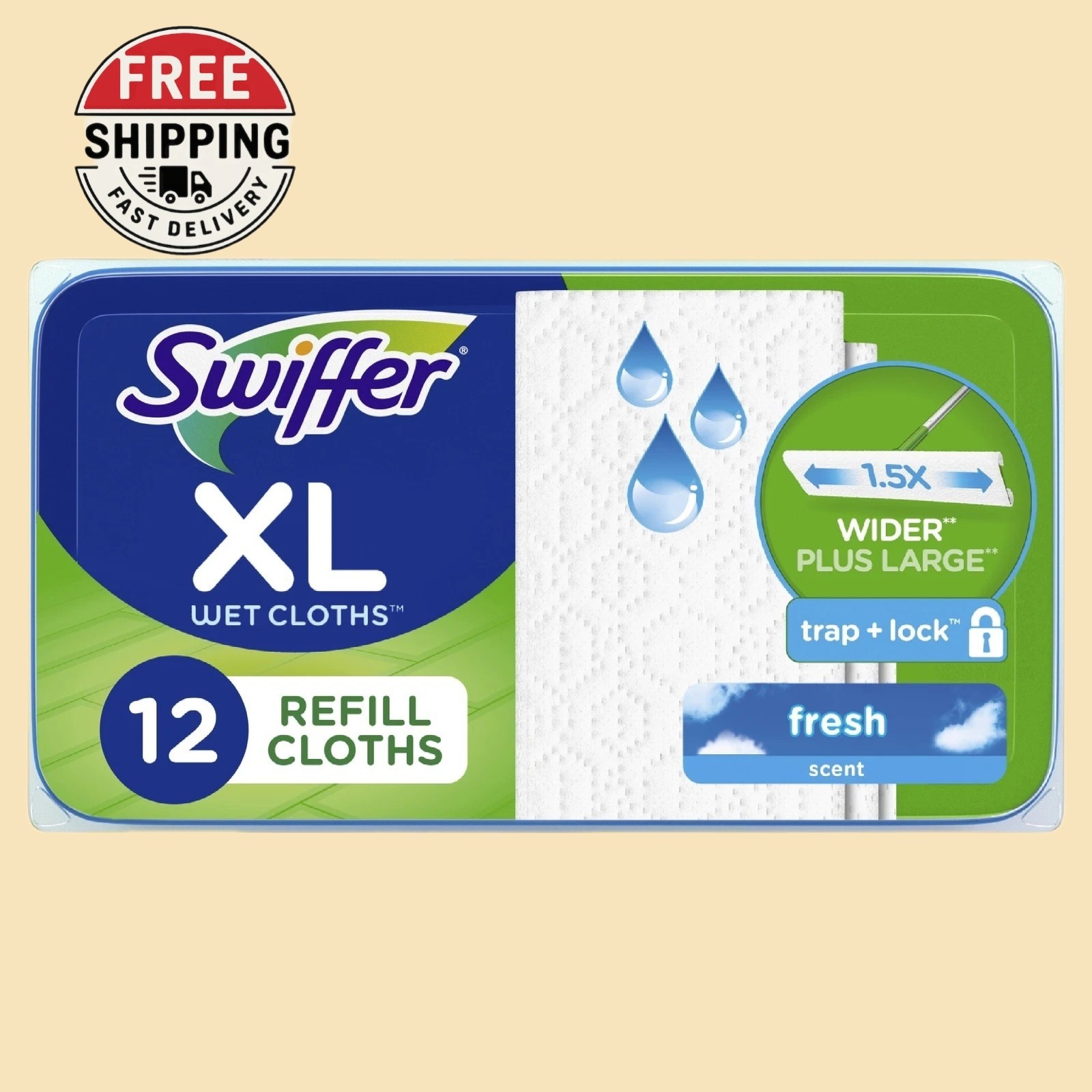 Swiffer Sweep + Mop XL, Wet Pads Refill, Floor Cleaner, Cleaning Cloths