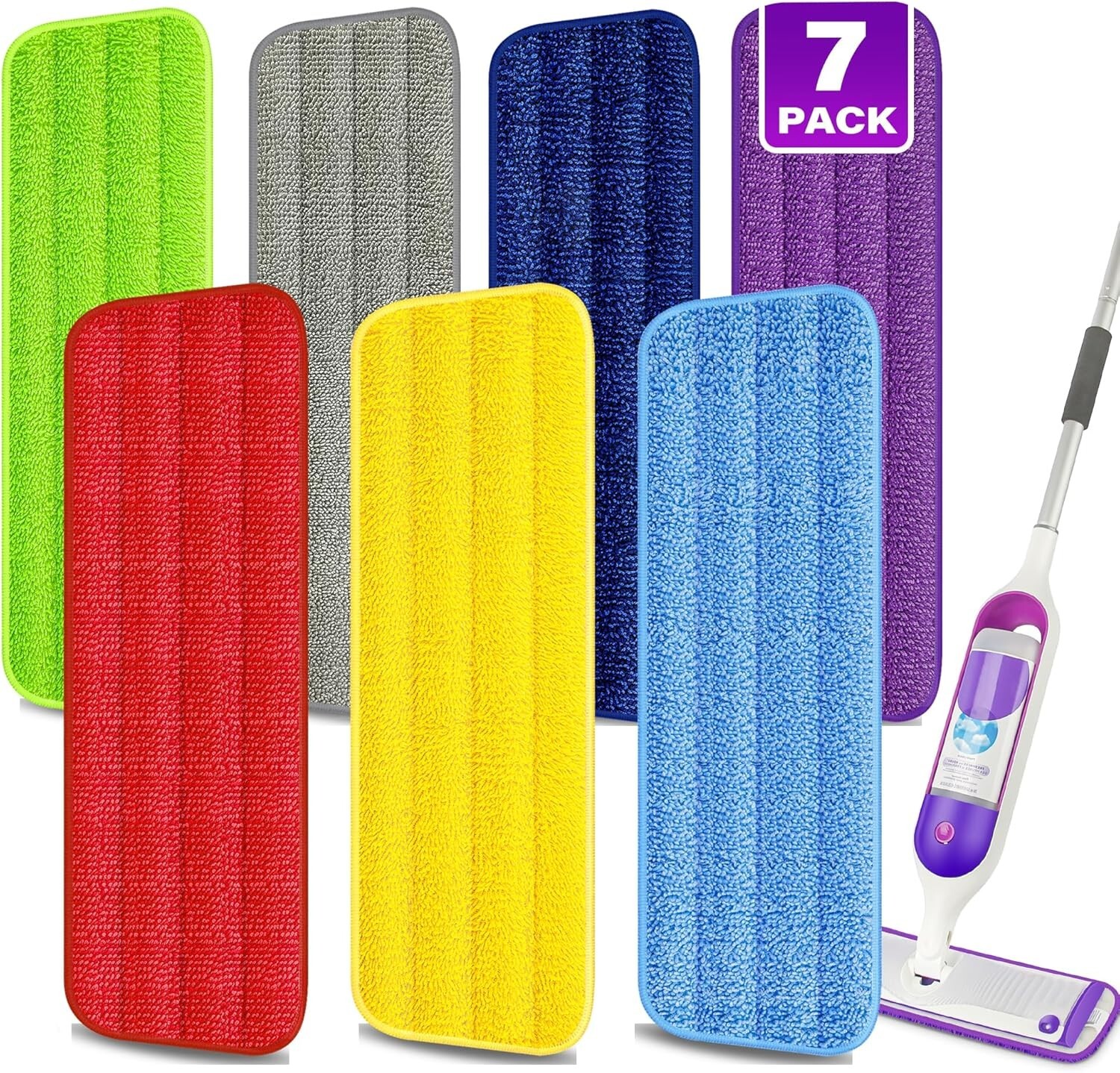 7 Pack Reusable Mop Pads for Swiffer PowerMop -MEXERRIS Multicolor PowerMop Pads
