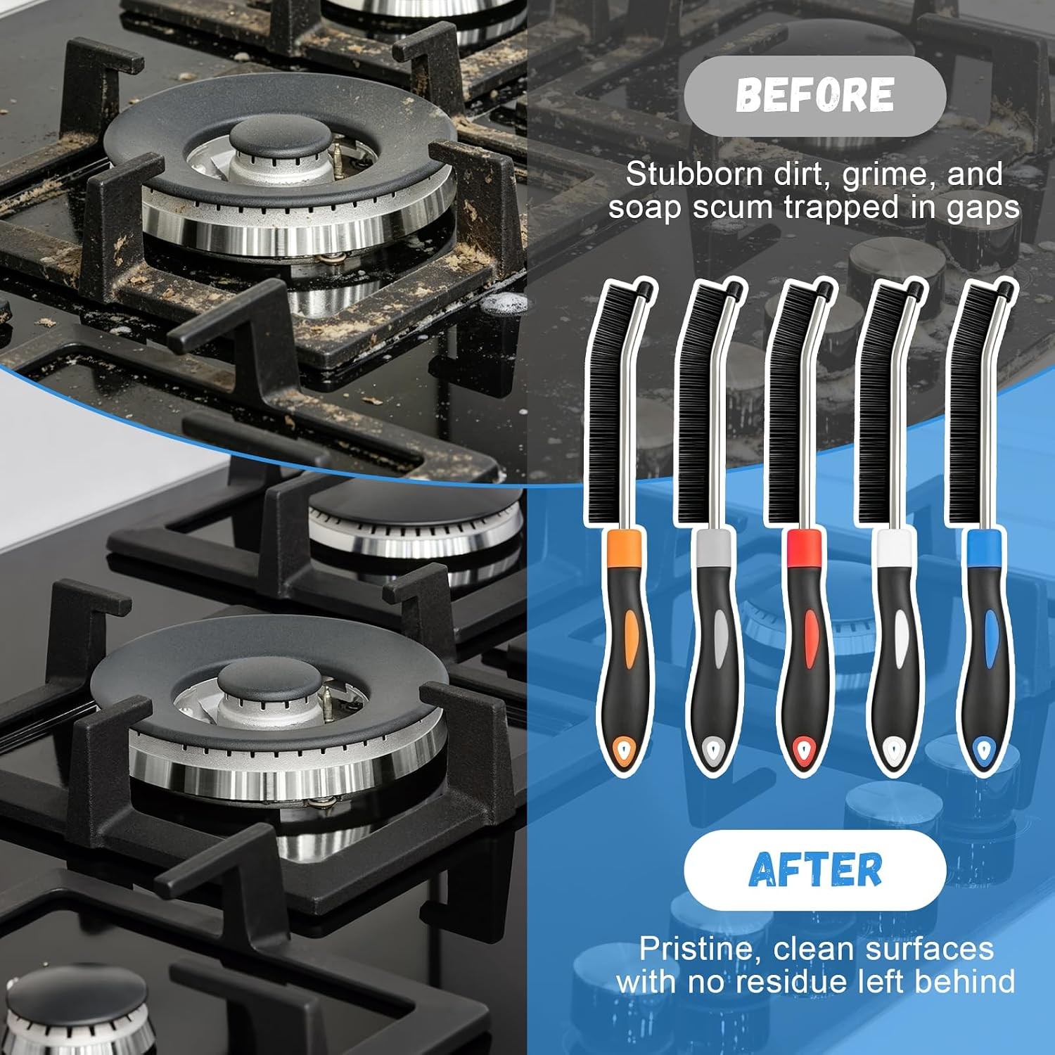 5 Colors Crevice Cleaning Brush Set, Hard Bristle Cleaning Brush, for Her,