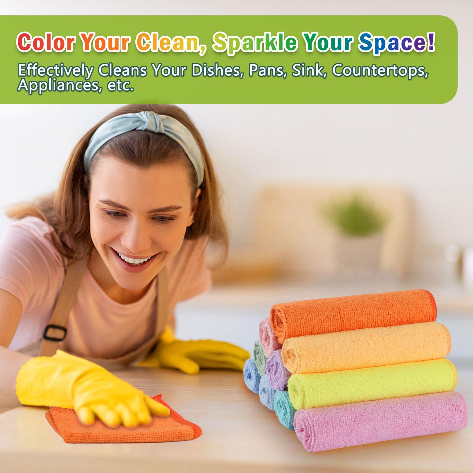 Microfiber Cleaning Cloths Home Kitchen Auto Detailing Wash Towels 20 Pack Rags