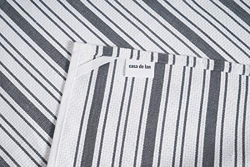 Kitchen Towels Set – (20’’ x 30’’) Extra Pack of 6 Dark Grey Multi Striped