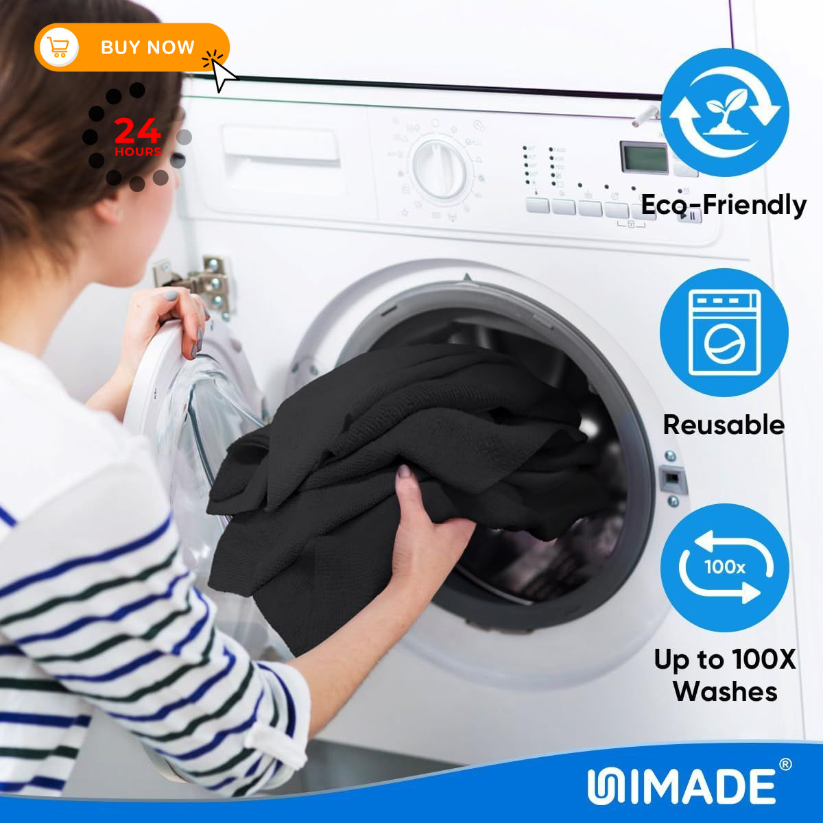 UNIMADE Microfiber Cleaning Cloth, 50 Pack Towels 50PK, Black