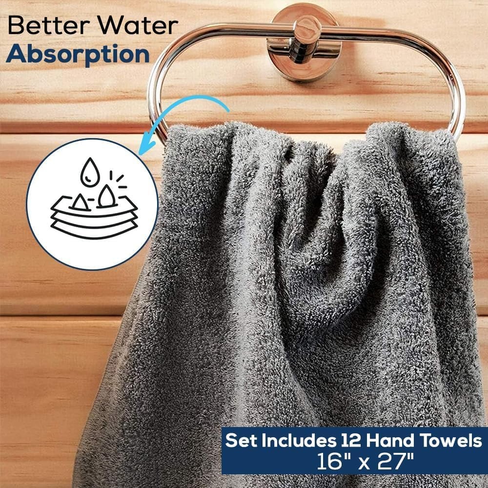 Simpli-Magic Cotton Hand Towels 16″x27″ (12 Pack) – Soft Towels for Bathroom,