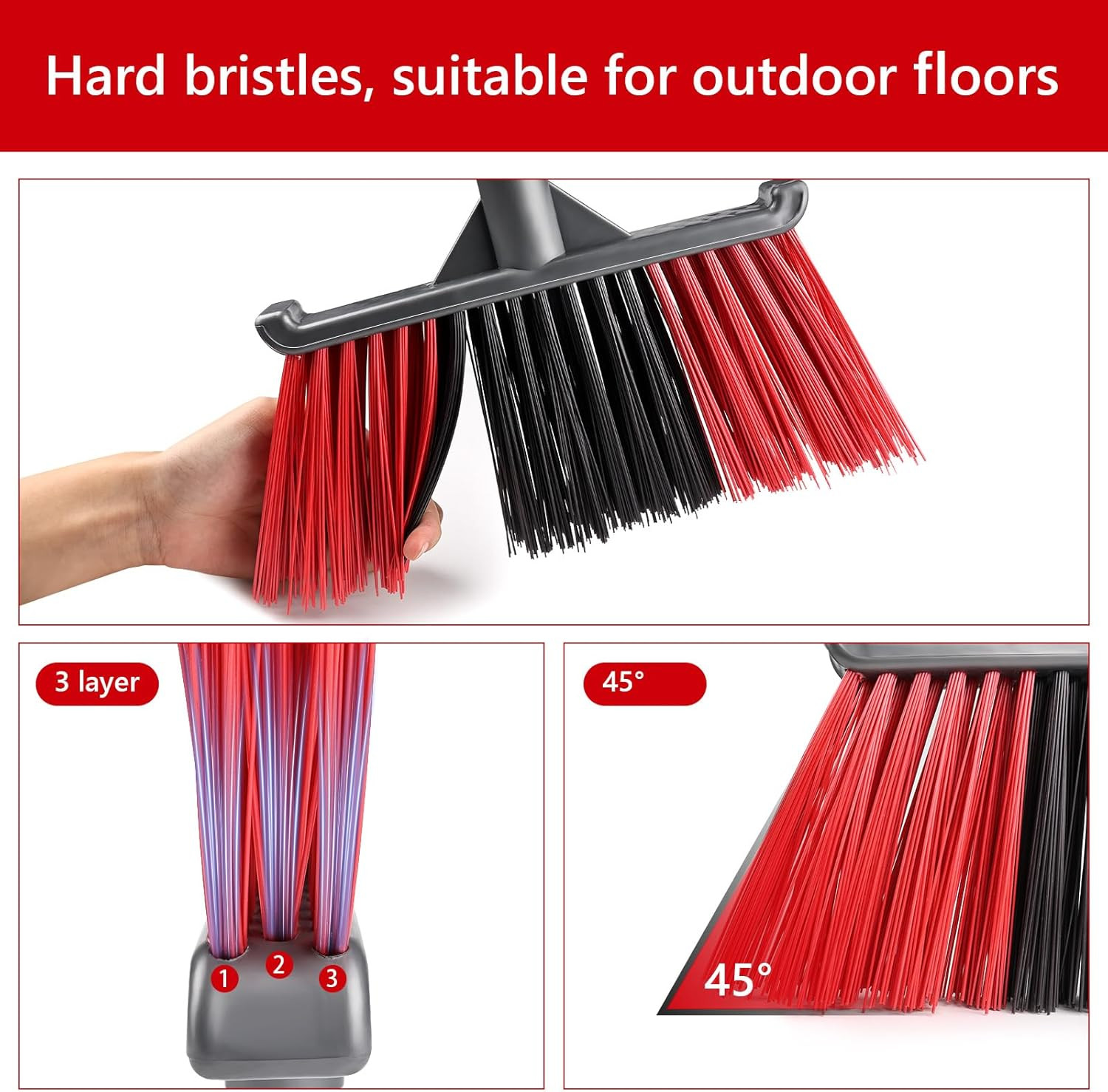 Outdoor Broom, Outside Heavy Duty Brooms for Sweeping Outdoor, Floor Broom is Ap