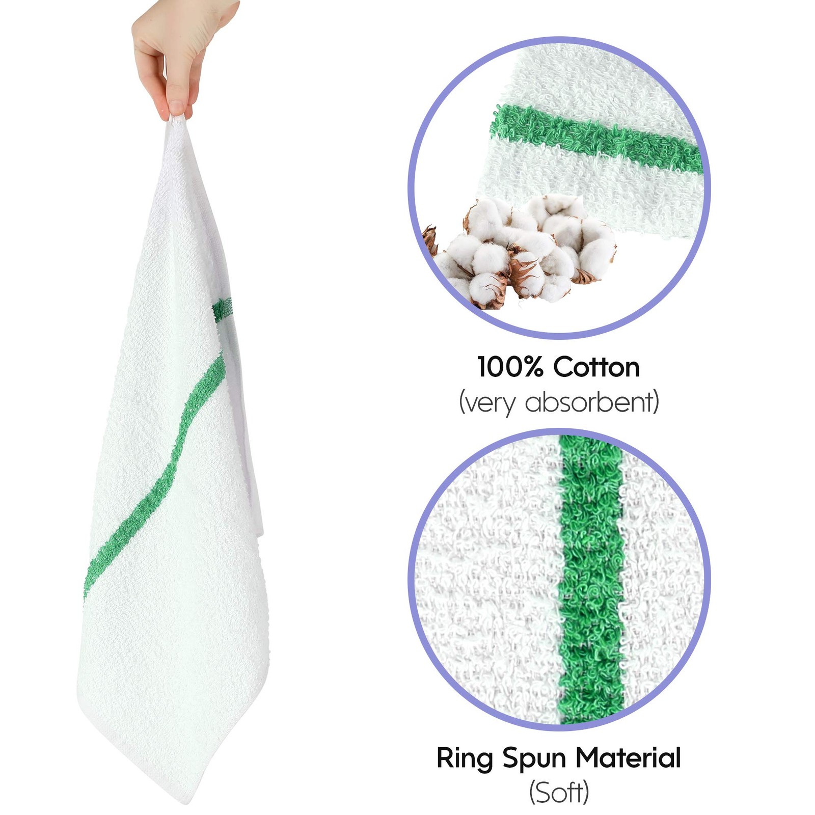 Nabob Wipers Kitchen Bar Mop Terry Towels 12 Pack – 100% Cotton – Size 14×17
