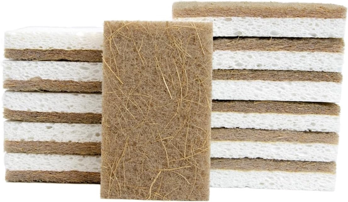 CELOX 12 Pack Coconut Fiber Biodegradable Sponges, Non Scratch Kitchen Cleani…