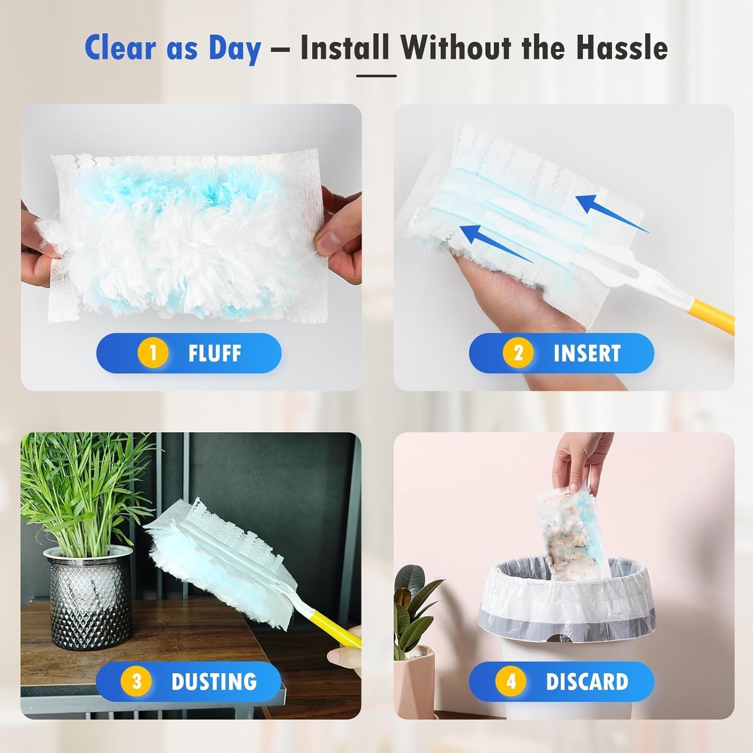 50 Count Multi-Surface Duster Refills Compatible with Swiffer Handle