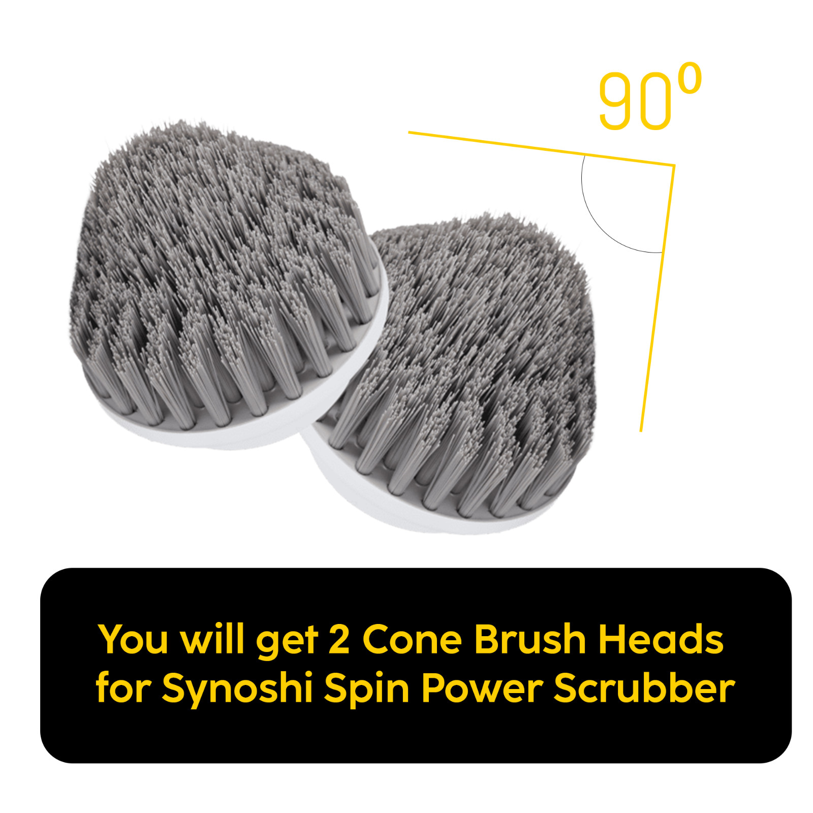Synoshi Cone Brush Heads (2 Units). Perfect for Corners and Hard-To-Reach Places