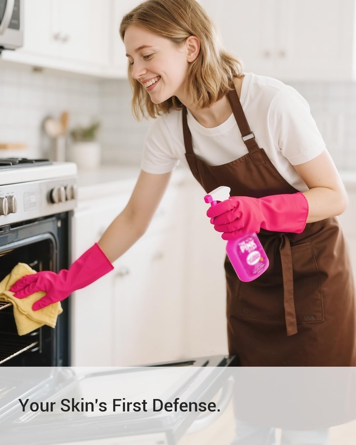 Nitrile Rubber Cleaning Dishwashing Gloves, S/M/L (4 Pair)