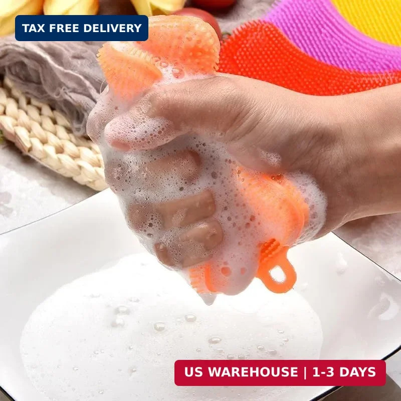 6 PCS Silicone Dish Sponges, Super Durable Safe and Dry Fast Silicone Sponge, Mu