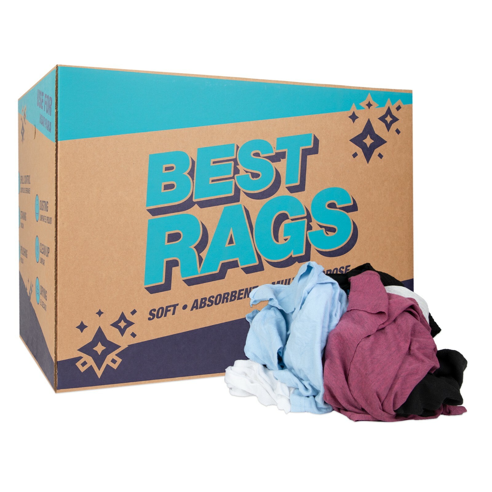 Recycled T-Shirt Rags for Cleaning, Package Size Options, Multi-Purpose, Colors