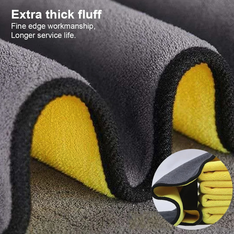 3pcs Microfiber Car Cleaning Towels: Absorbent Wash & Drying Detailing Cloth