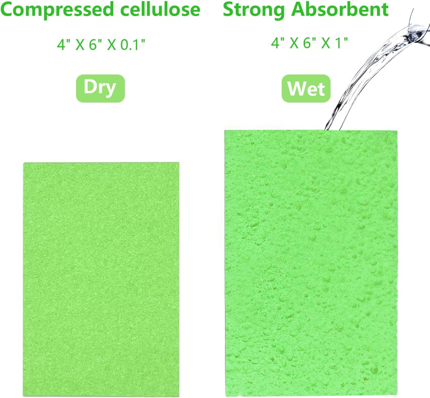 Cellulose Sponges, Large Size 4″ x 6″ x 1″ – Heavy Duty Scrub Kitchen Sponge