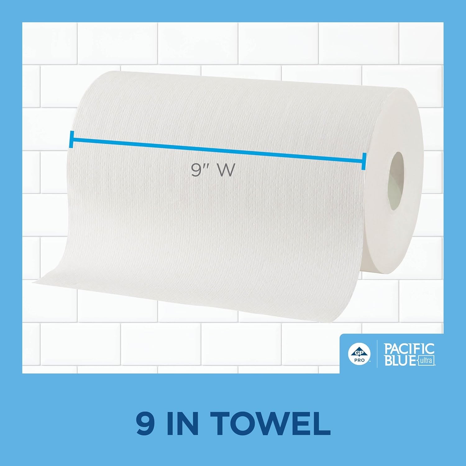 Pacific Blue Ultra, 9″ Paper Towel Rolls (26610), White, 6 Rolls per Case, 400′