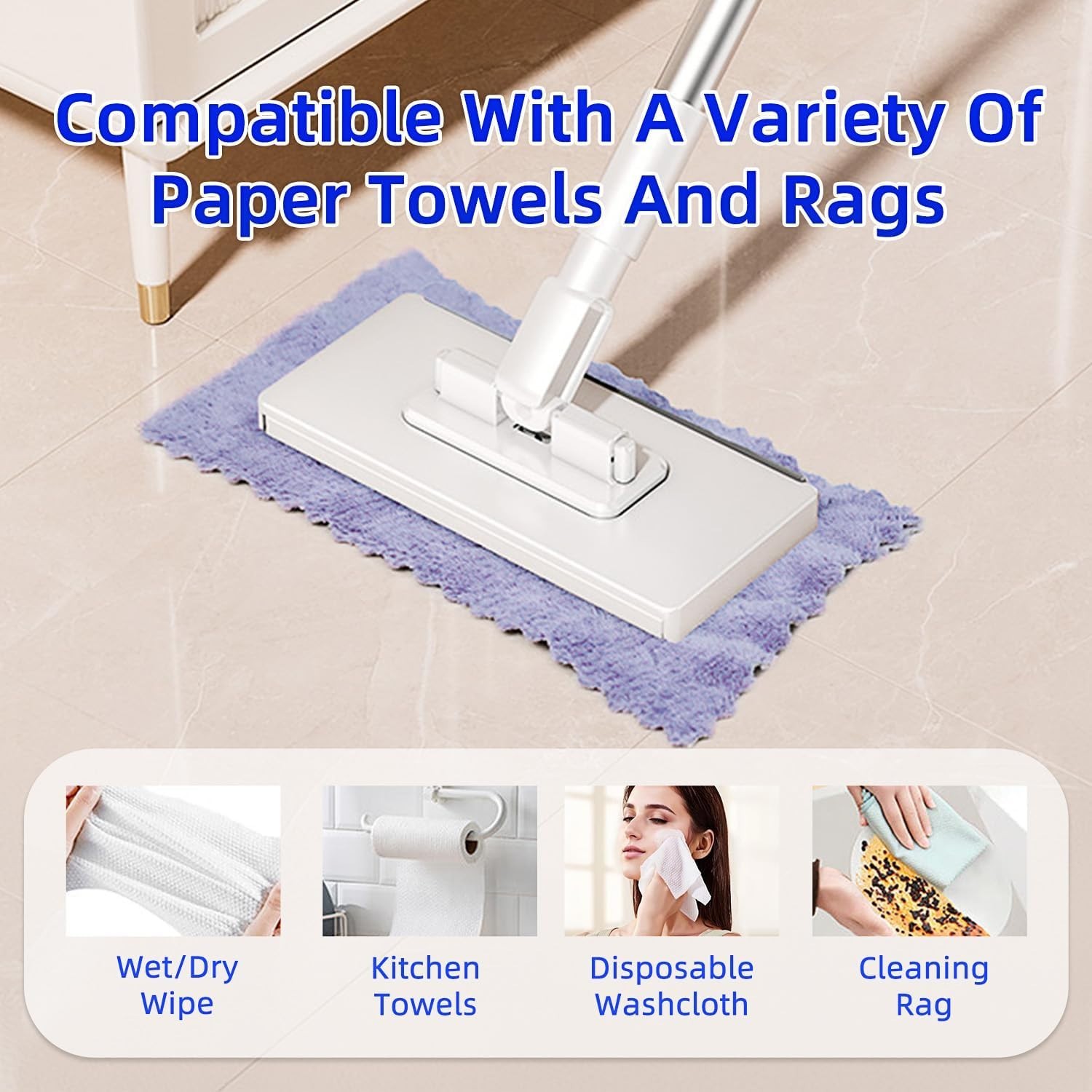 NEW Mini Mop with 39in Handle Zero-Touch Gap Dust Cleaner and Lock Head
