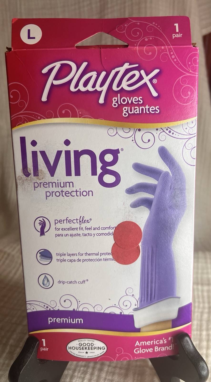 Playtex Living Premium Protection Cleaning Gloves Large Purple Heavy Duty 1 Pair
