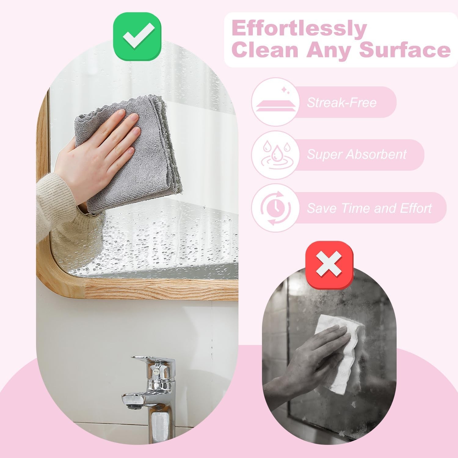2 Roll Reusable Paper Towels,100 Sheets Tear Away Microfiber Cleaning Cloth,