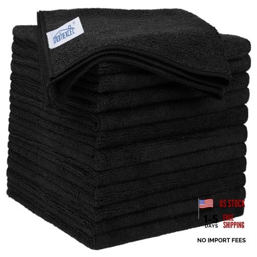 Microfiber Cleaning Cloth Pack.5 x.5 inch Microfiber 12.5 x 12.5 Inch 12 Black
