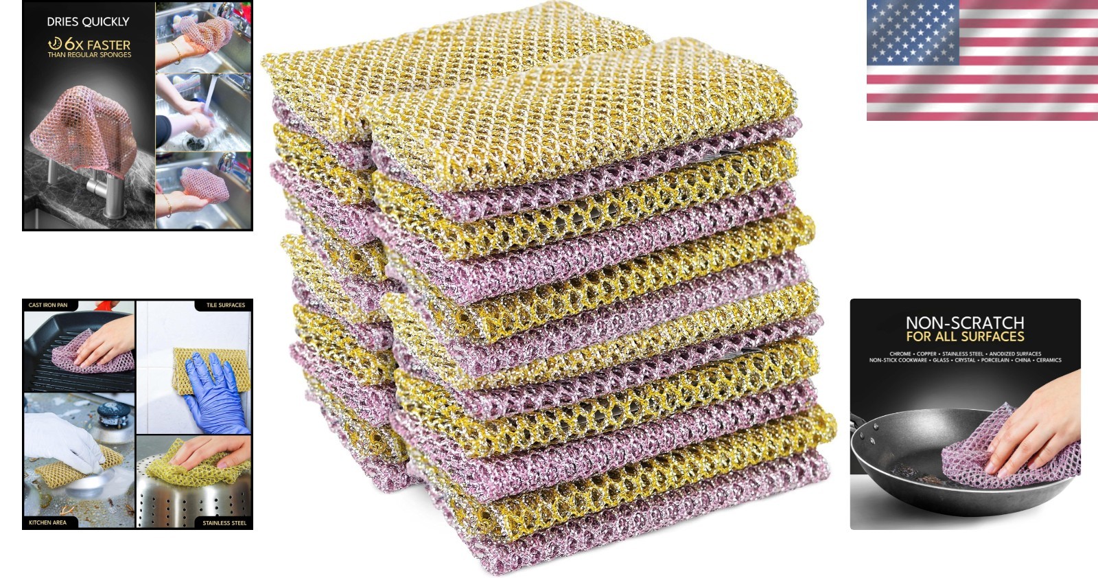 Non-Scratch Dish Scrubbers 24 Pcs – Odor-Free & Durable