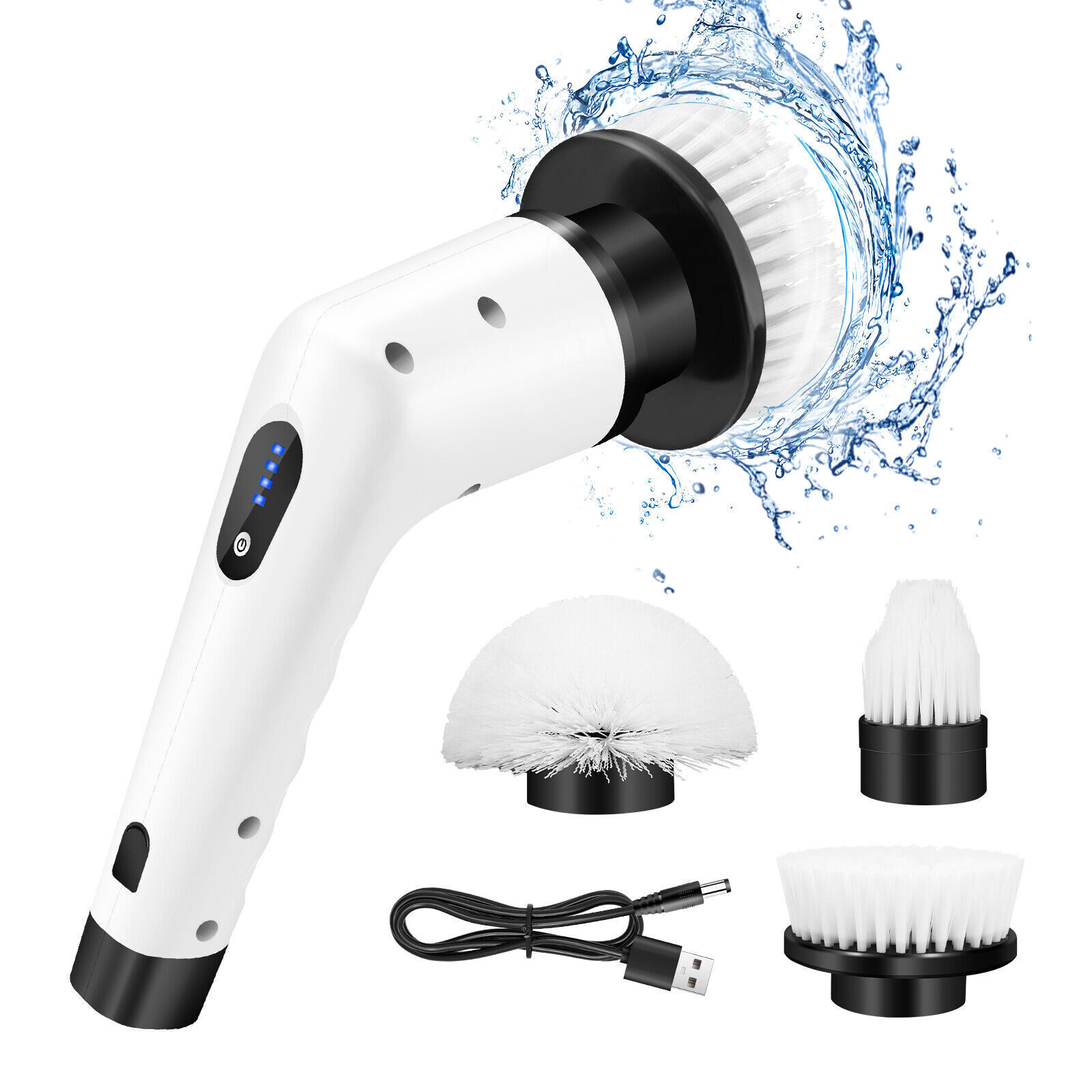 3 Heads Electric Spin Scrubber Cordless Bathtub Power Scrubber Cleaning Brush