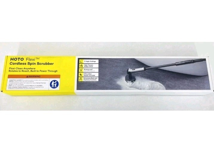 HOTO Flexi Cordless Spin Scrubber with Telescoping Handle & Multi-Surface Brush