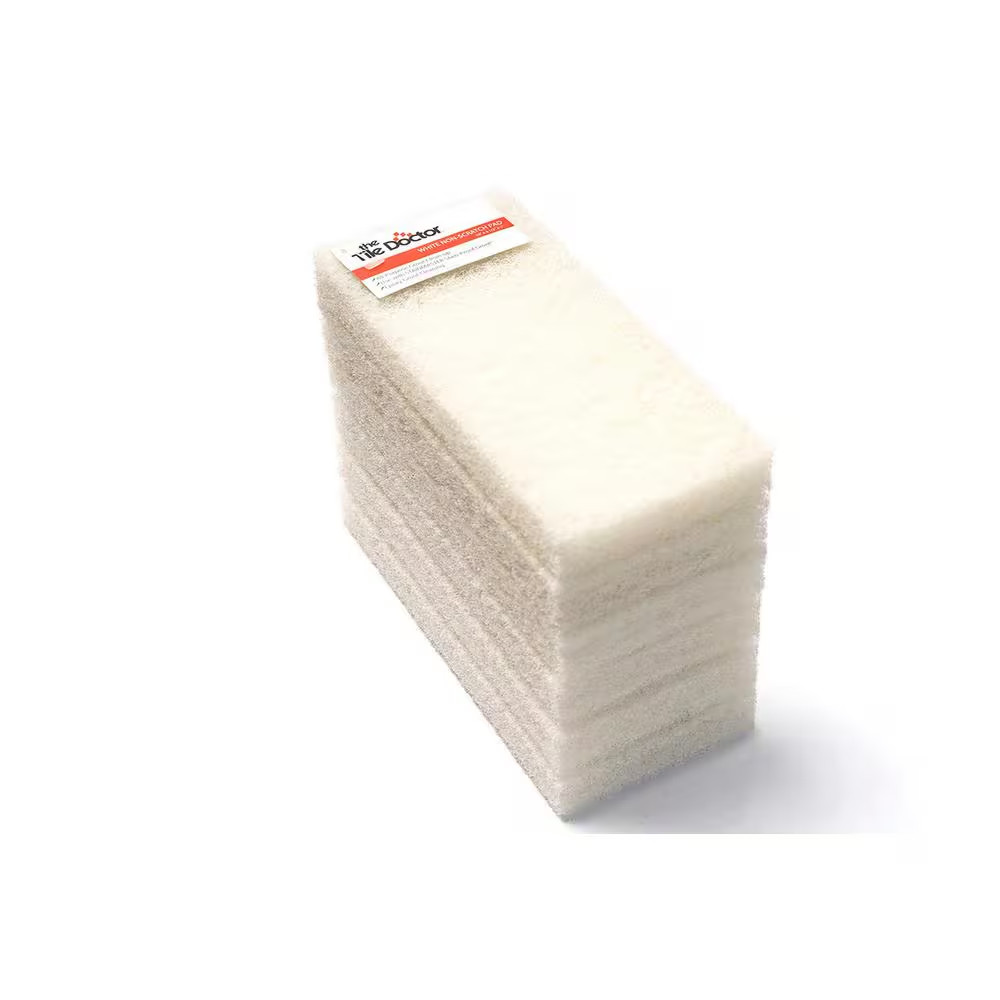 4.5 In. X 10 In. X 1 In. White Scrub Pad Light Duty (6-Pack)
