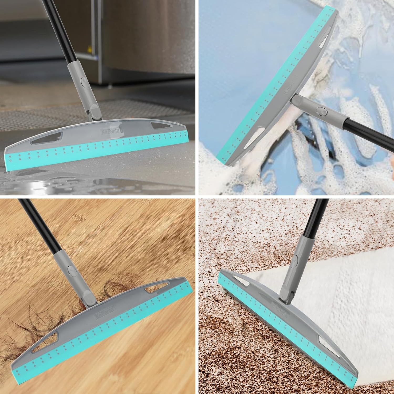 Multifunction Magic Broom, Silicone Floor Squeegee Broom with 59″ Long Handle