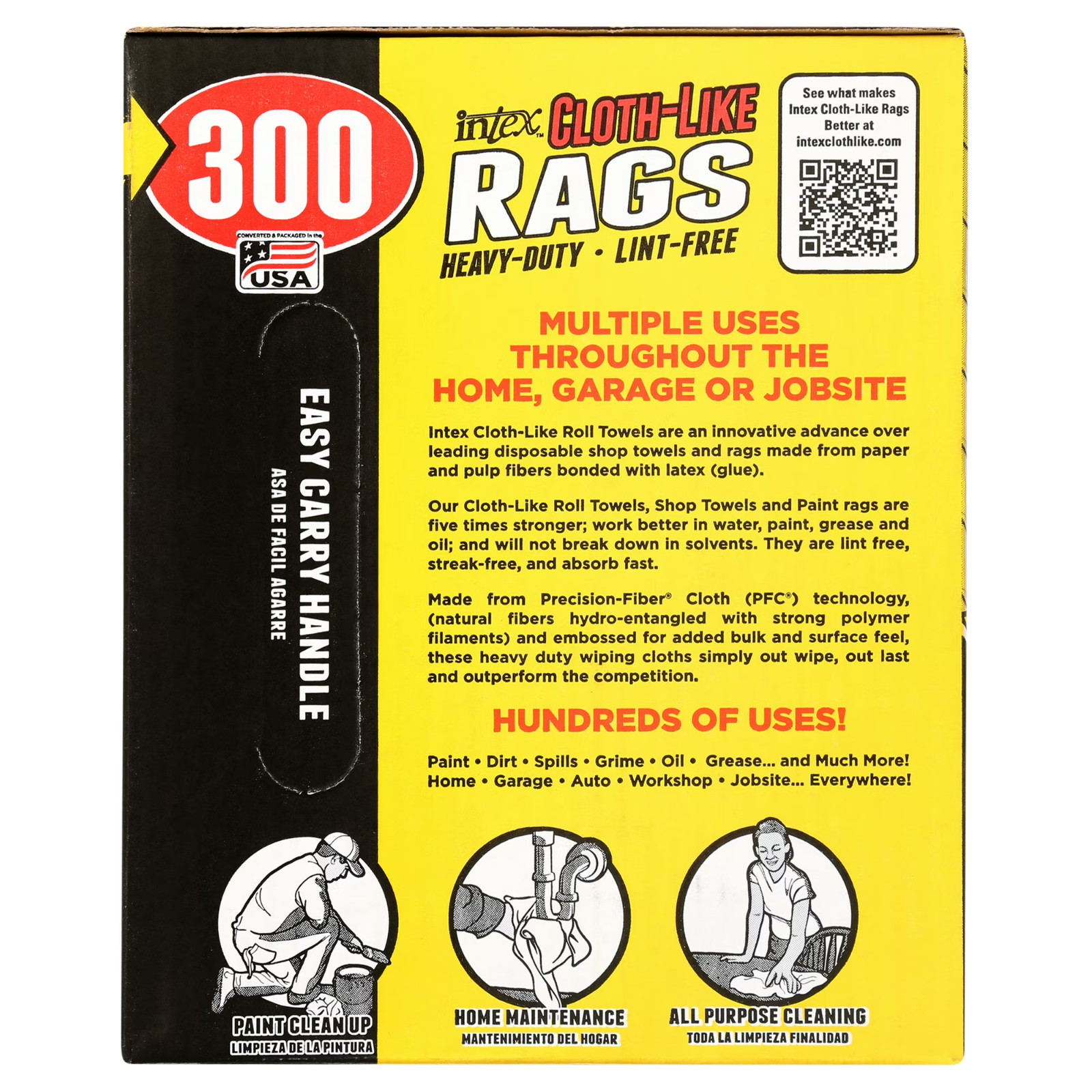 Intex Cloth-Like Rags in a Box 300 Towels, 10″x11″ Heavy-Duty Trapos Tipo Tela