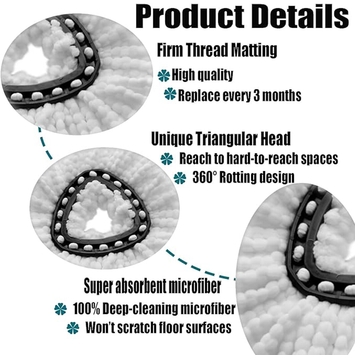 2/12 Pack Replacement head easy to install Mop head For O-Cedar Rotary Mop