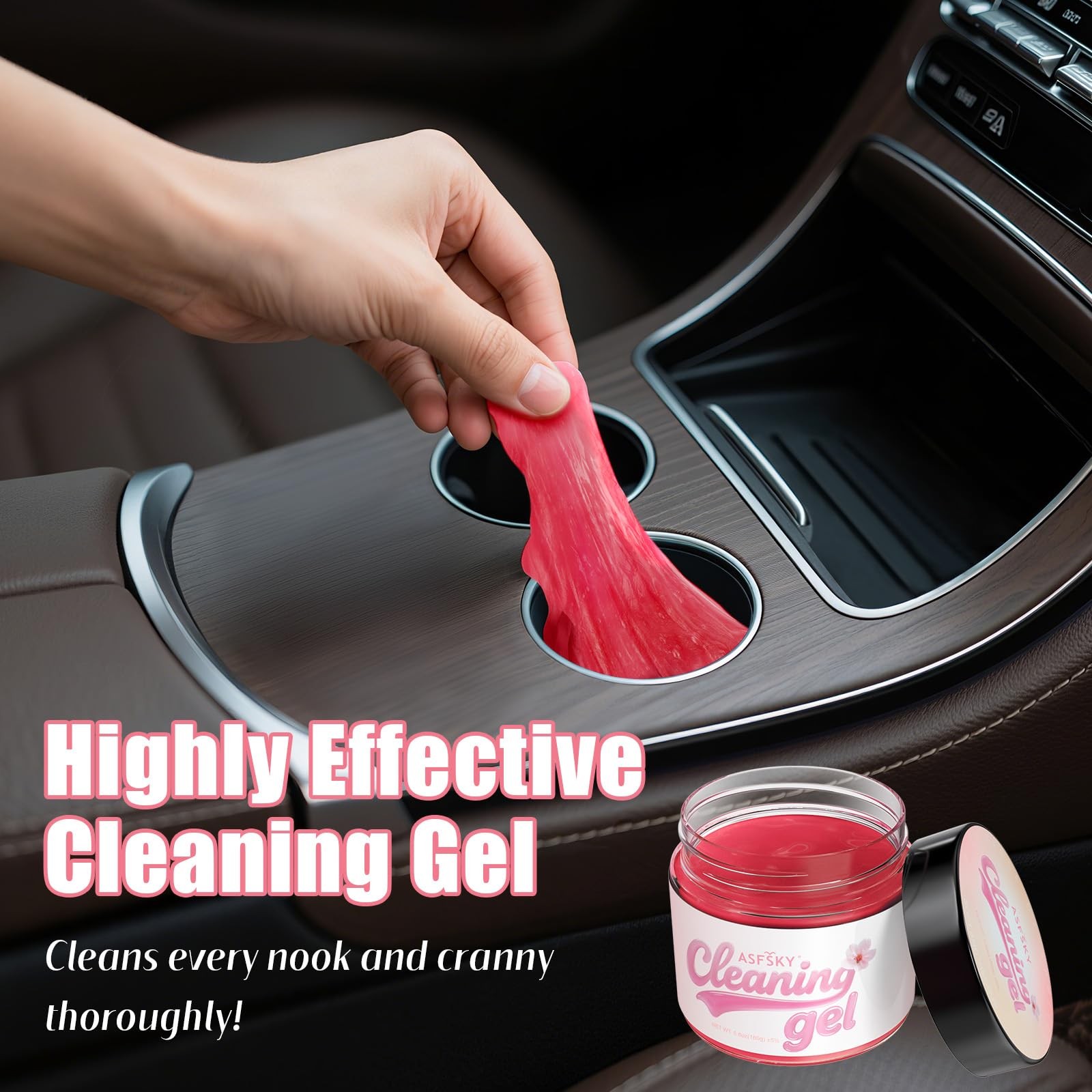 ASFSKY Car Cleaning Gel (Pink,Sakura) 1 Count (Pack of 1), Pink