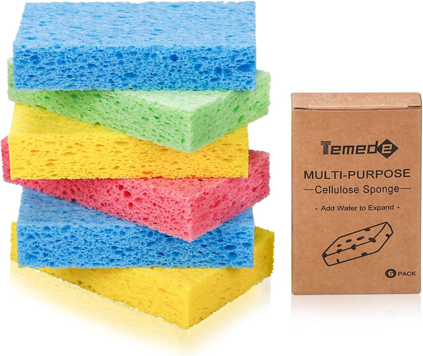 Cellulose Sponges,Heavy Duty Scrub Sponges,Non-Scratch Kitchen Sponges for Dish,
