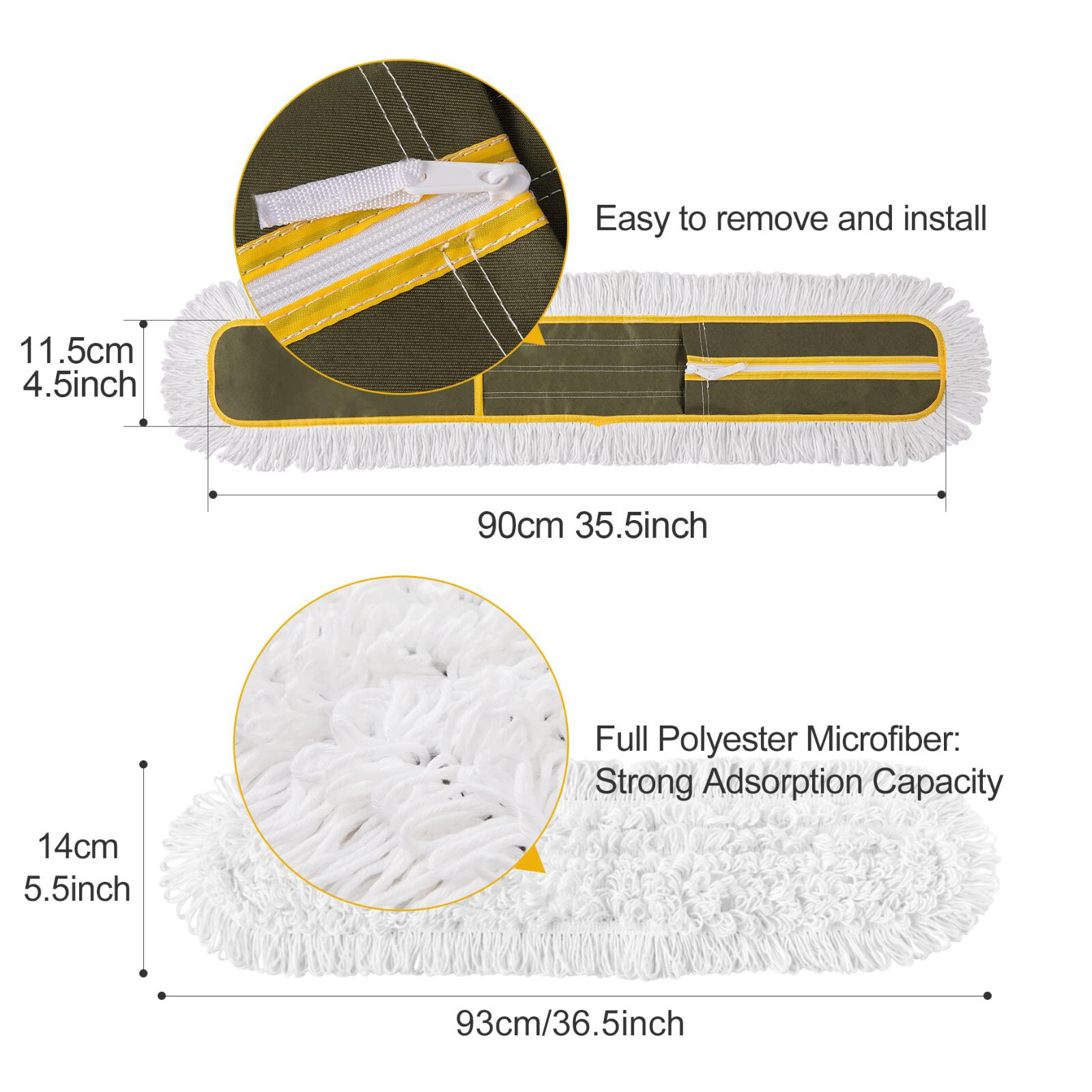36″ Microfiber Mop Pads 2 Pieces Just Fit CLEANHOME Industrial Dust Mop: B08R3F1