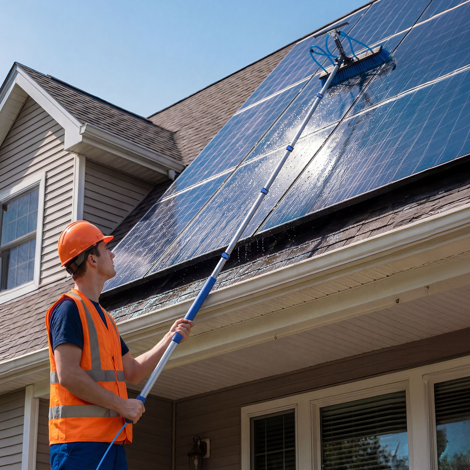 VEVOR Solar Panel Cleaning Kit Water Fed Pole Kit 15 ft with Brush and Squeegee