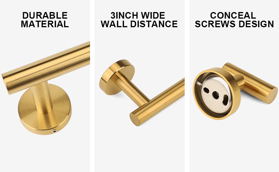 4 Piece Brushed Gold Stainless Steel Bathroom Hardware Set Include Hand Towel