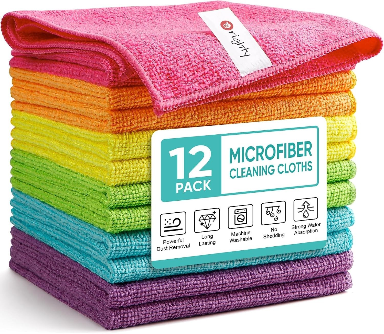 Luxury Microfiber Cleaning Rags – 12 Pack, Soft, Absorbent & Scratch-Free Cloths