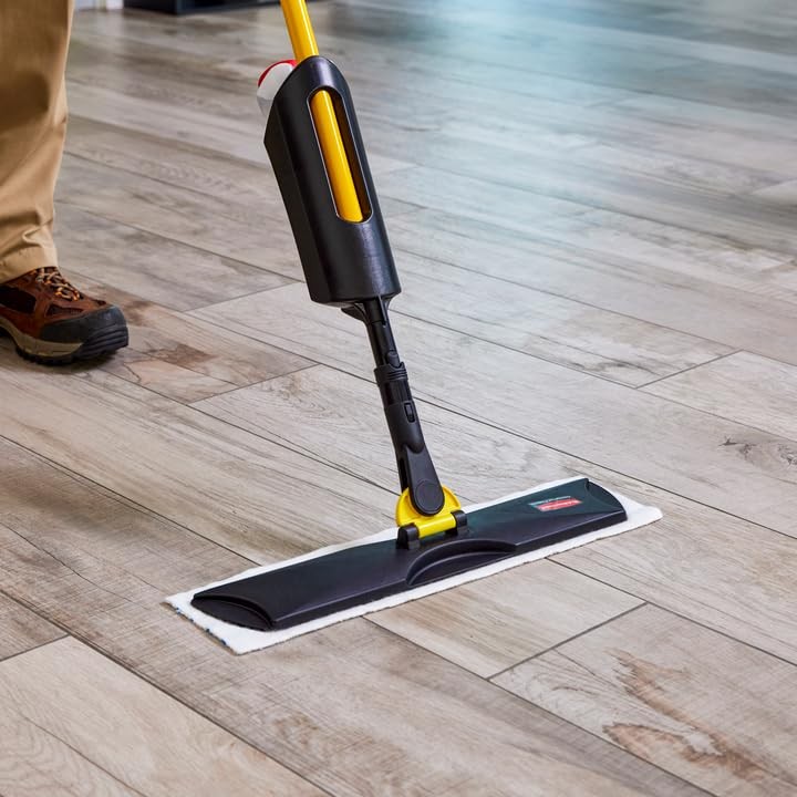 Yellow Microfiber Spray Mop Kit for Hard Surface Cleaning with Disposable Pads